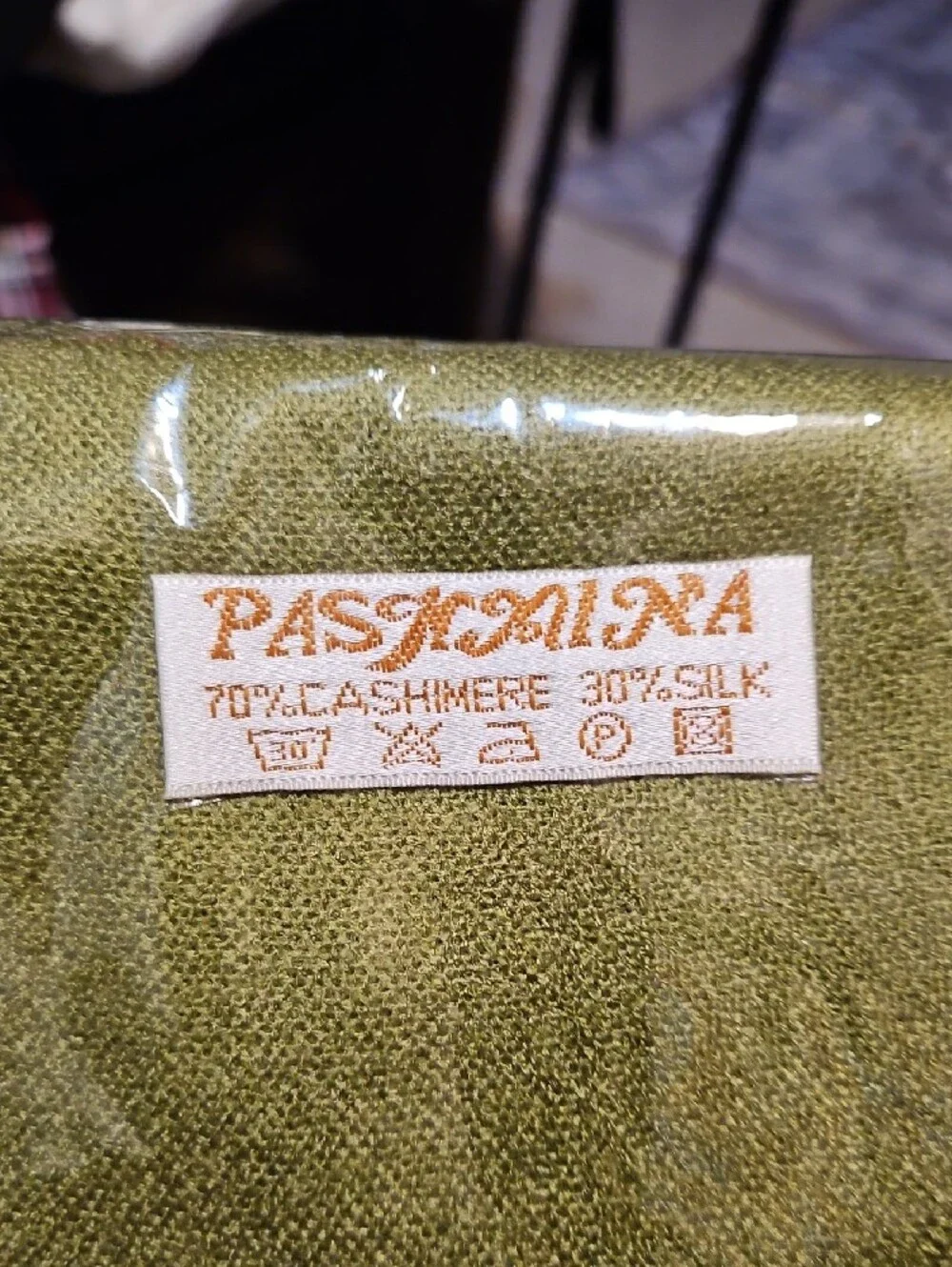 70% Cashmere/ 30% Silk Olive Pashmina Shawl Scarf Wrap